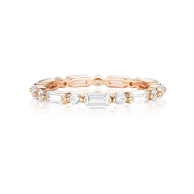18K oro semplice moderno rettangolare taglio Bianco CZ 925 Sterling Silver Anello eterno donna regalo festa