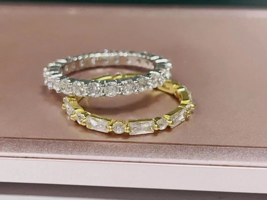 18K oro semplice moderno rettangolare taglio Bianco CZ 925 Sterling Silver Anello eterno donna regalo festa