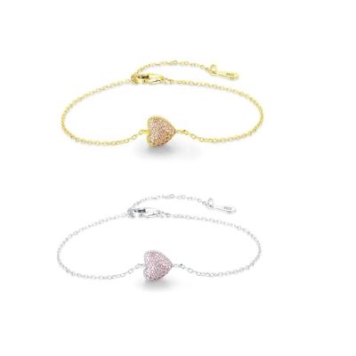 Bracciale a cuore in argento sterling 925 con zirconi per donna