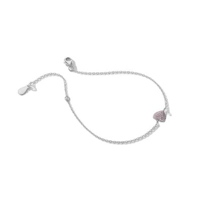 Bracciale a cuore in argento sterling 925 con zirconi per donna