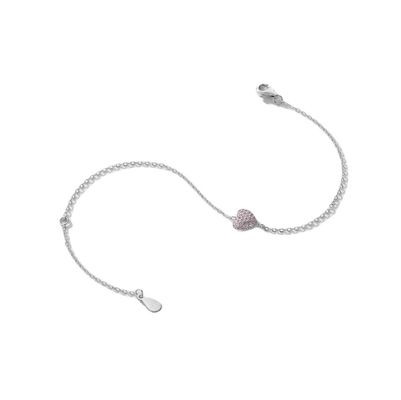 Bracciale a cuore in argento sterling 925 con zirconi per donna
