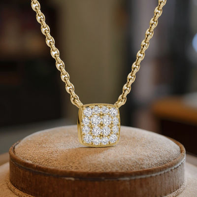 Collare in circonia di 18 carati in oro placcato 925 sterling silver quadrato cubo