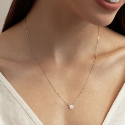 Collare in circonia di 18 carati in oro placcato 925 sterling silver quadrato cubo