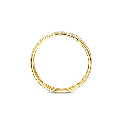 Anello a mezza eternità in argento sterling 925 placcato oro 18 carati con zirconi per donna