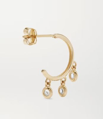 Orecchini di cerchiera in ottone placcato in oro 14K con sistemazione a cerniera di zircone