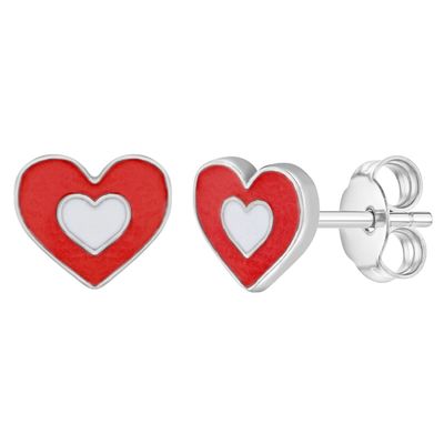 Orecchini a lobo a forma di cuore in argento sterling 925 per bambini e donne