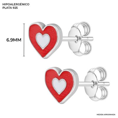 Orecchini a lobo a forma di cuore in argento sterling 925 per bambini e donne