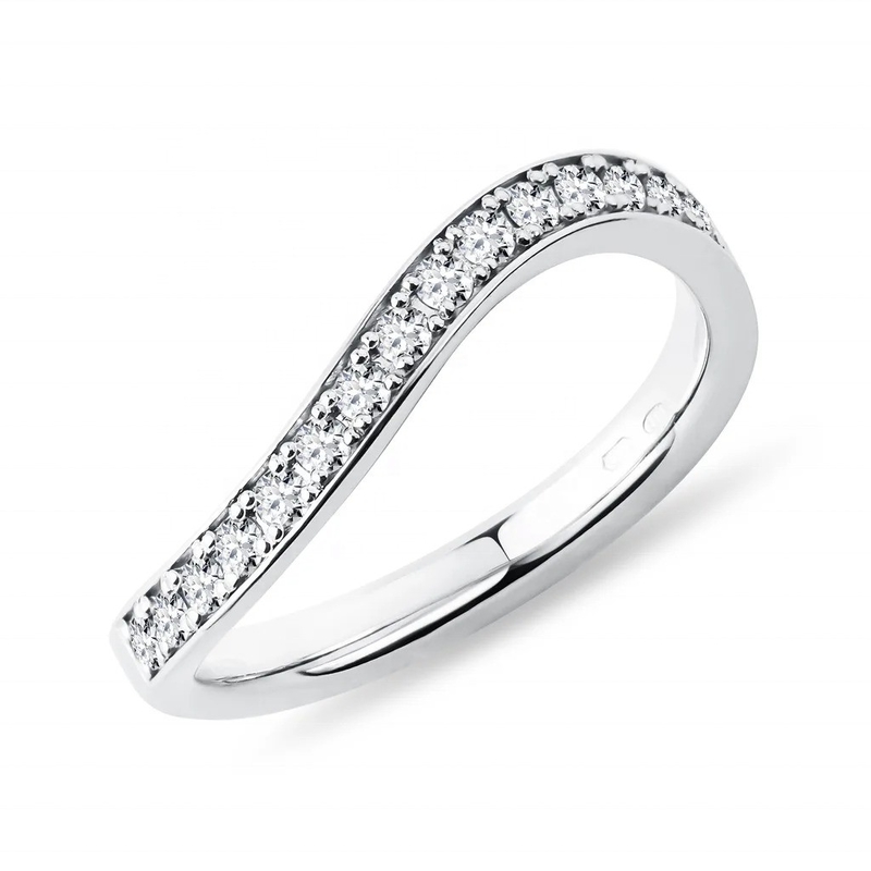 925 Sterling Silver White Gold Diamond CZ Wave Ring per donne Gioielli di pregio OEM/ODM