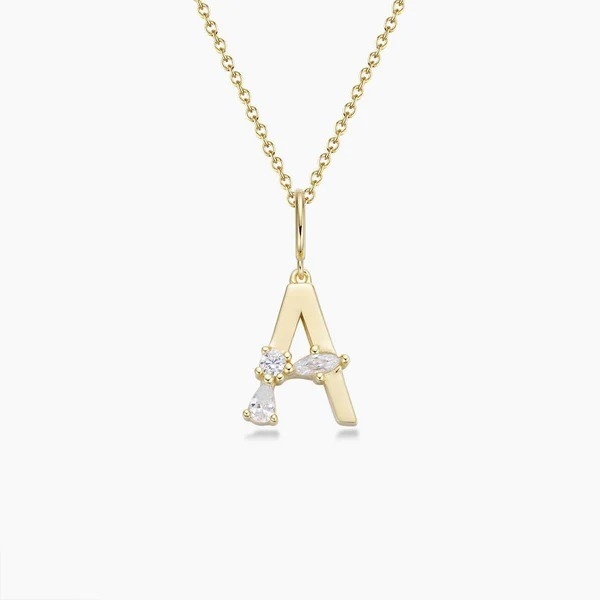925 Sterling Silver CZ Letter Pendants in semplice 18K oro placcato per gioielli di moda