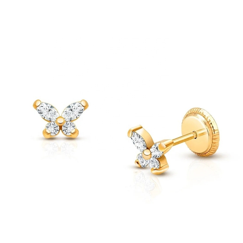 Tipo religioso Nessun 925 Sterling Silver Butterfly Stud orecchini con rivestimento in oro 18K