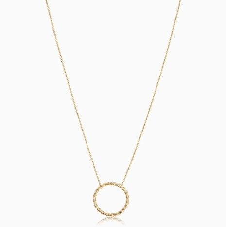 Collana con pendente a spirale in argento sterling 925 placcato oro 14K con catena a maglie da 16 pollici
