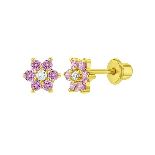 5MM 18k orecchini da bambino rivestiti d'oro per fiori Perfetto regalo per bambini in 925 sterling silver