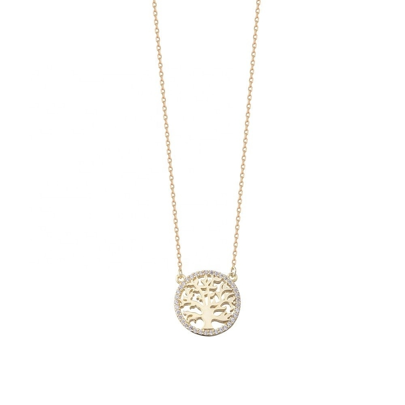 Occasione di festa 18K oro placcato Sterling argento albero della vita pendente collana per donne