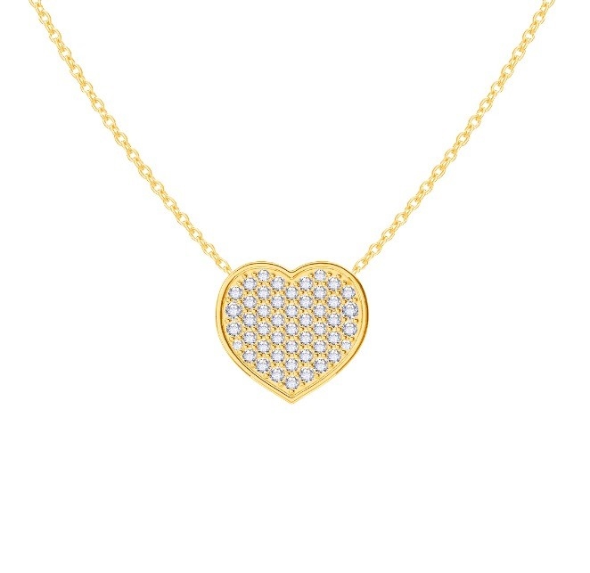 18&quot; lunghezza della catena taglio rotondo diamante 925 sterling argento cuore pendente collana per donne