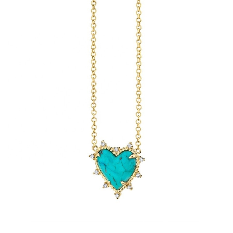925 Sterling Silver Chain Gioielli Diamante E Turchese Cuore Twist Collare Senza Perla