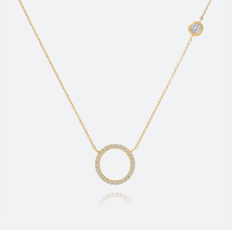 Collare per donne S925 Silver Circle Pendant
