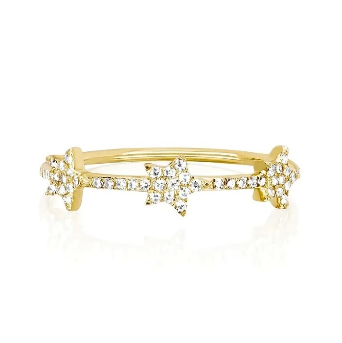18K oro placcato argento CZ Star Statement Anelli per donne Micro Pave Setting Certificato