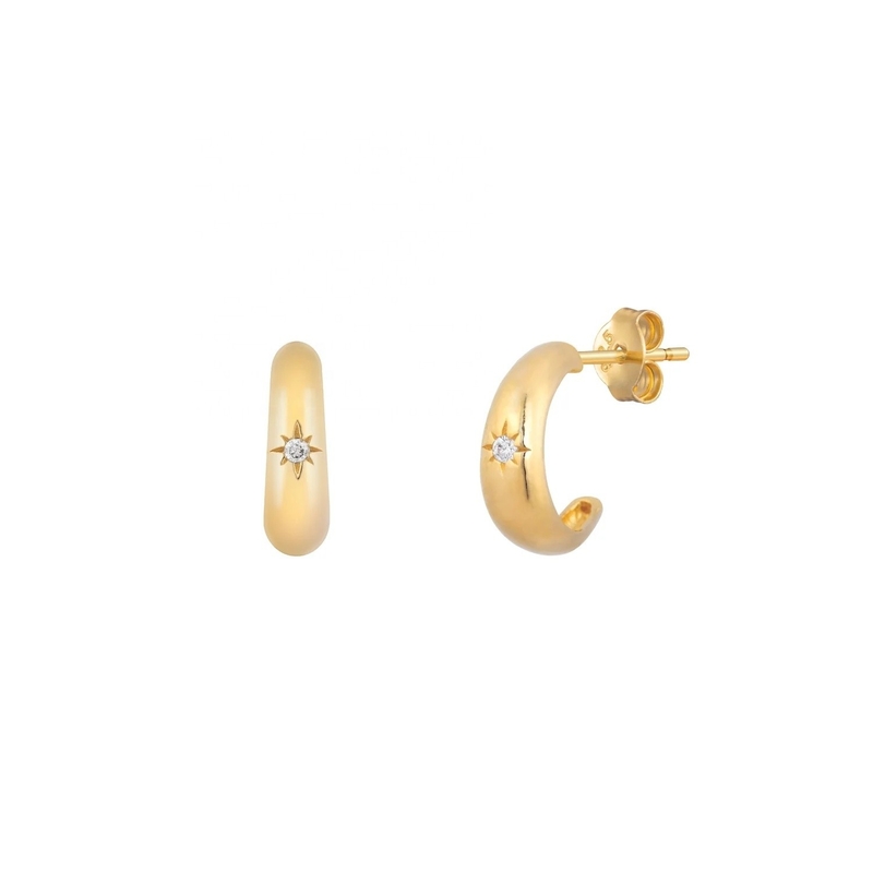 Tipo di certificato Valutazione da parte di terzi 925 Sterling Silver North Star Half Hoop Earrings