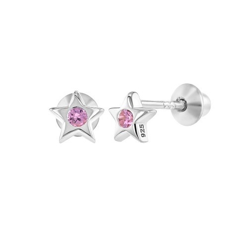 Altre occasioni Piccola stella rosa cubo zircone Bambine ragazze avvitare indietro Stud 925 Sterling orecchini d'argento