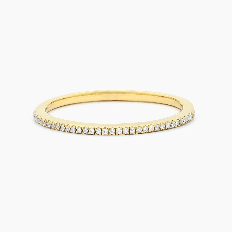 Articolo caldo 18K oro placcato Mezza eternità impilabile 925 sterling argento femminile anello band