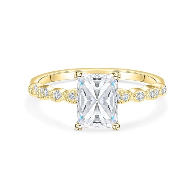 Anello di fidanzamento in pietra tagliata in oro 18K stile vintage per donne