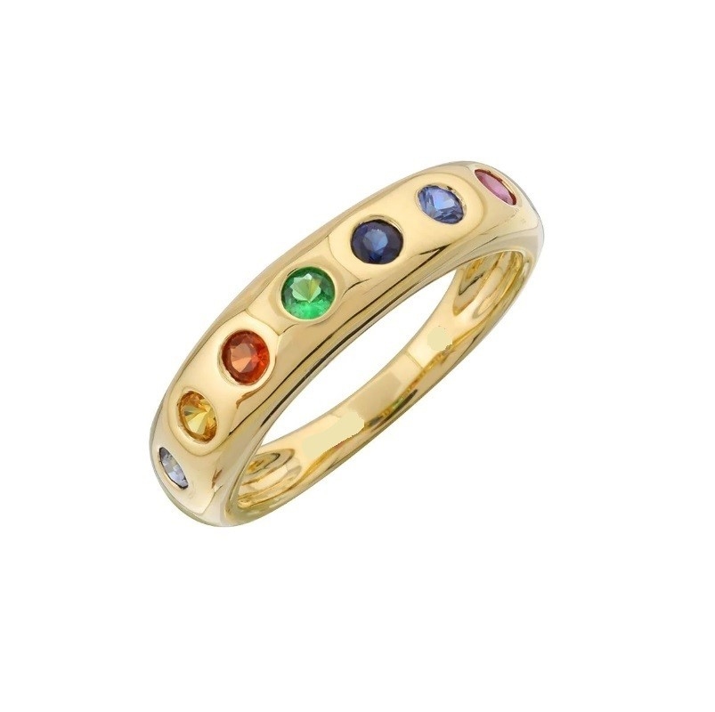 Pietra multicolore inpilazione anello di moda gioielli per ragazze in 925 Sterling Silver Band