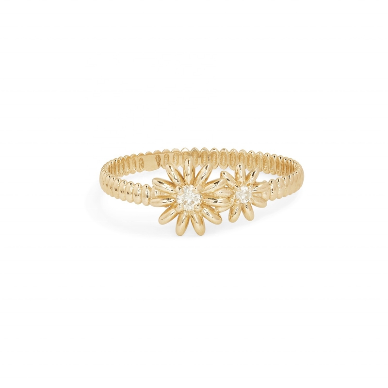 Moda Dorato 925 Sterling Silver Daisy CZ Anello Eleganza Donne Accessoio