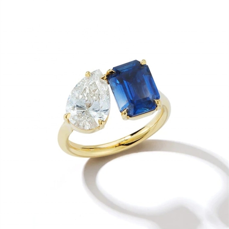 Donna donna gioielleria regolabile anelli aperti con pietre grosse in argento sterling 925