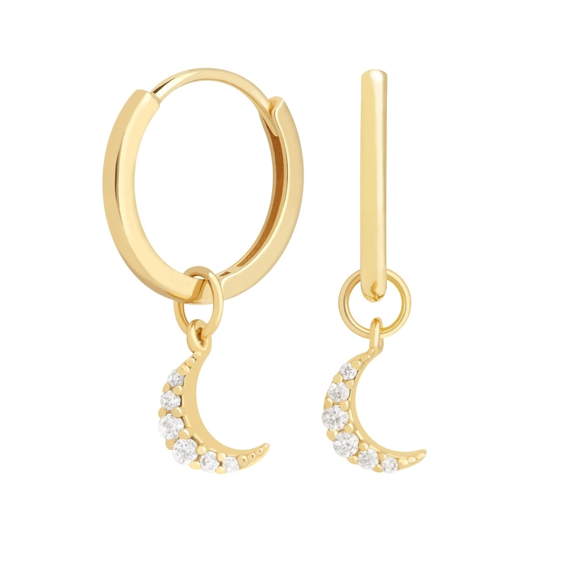 Dangle Moon Hoop orecchini 925 argento per donne oro brasiliano placcato 18K gioielli personalizzati