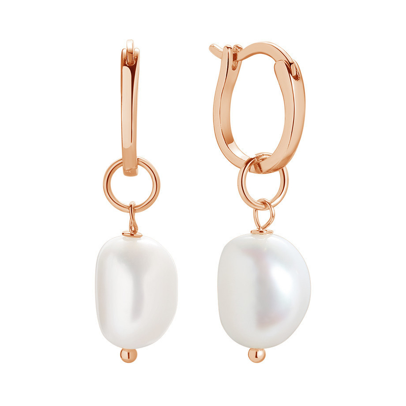 925 Sterling Silver 18K Gold Plated Acqua dolce Perla Hoop orecchini per donne Stile di moda