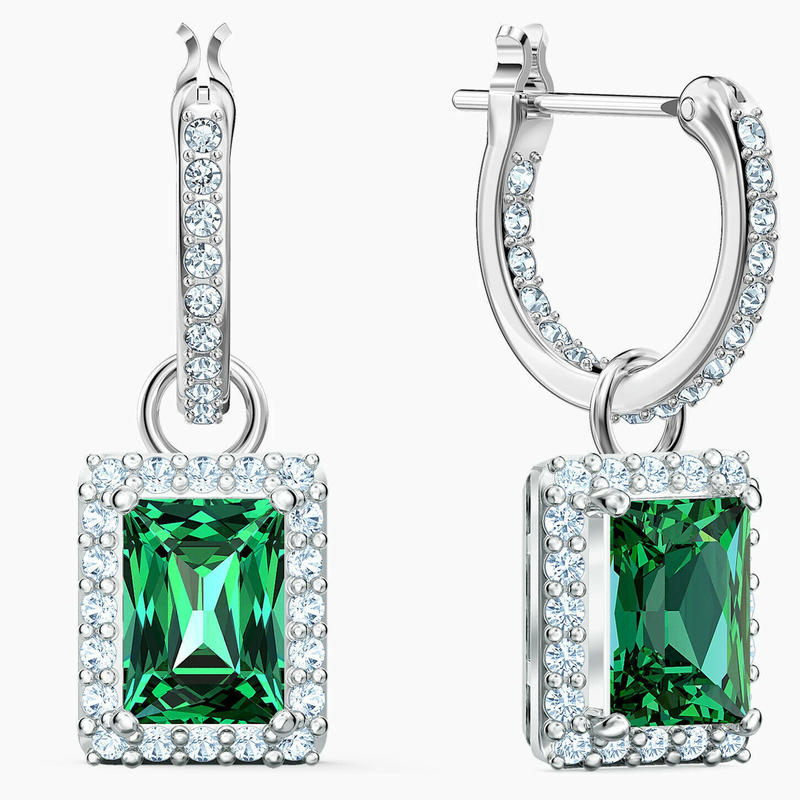 Green CZ Diamond 925 Sterling Silver Classic Luxury Hoop Earrings per donna di moda