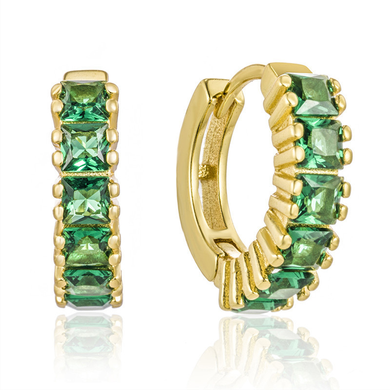 925 Sterling Silver Princess Green CZ diamanti orecchini per donna look contemporaneo