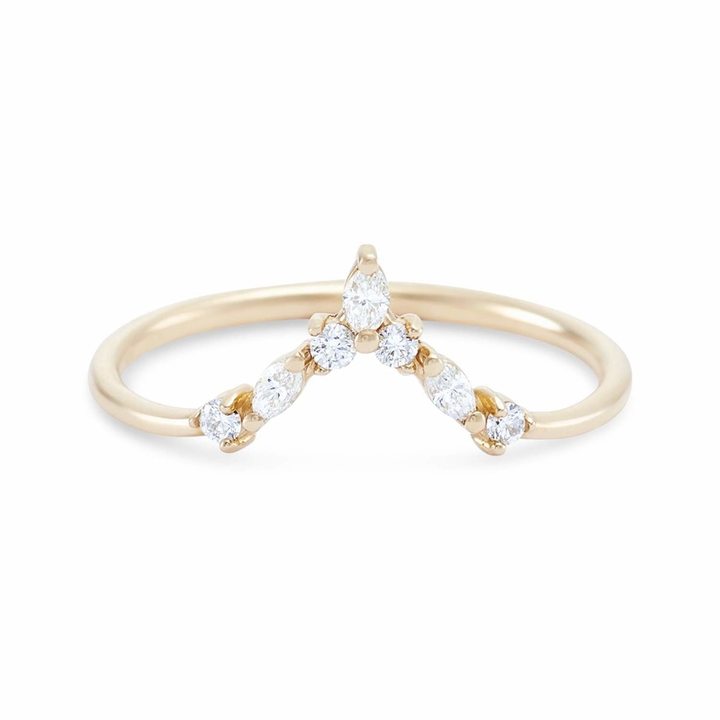Anelli a forma di V con cerchiera e marchiese bianco CZ in argento sterling 925