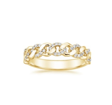 Micron Pave CZ 18K Gold Plated Stacking Chain Link 925 Sterling Silver Anelli femminili