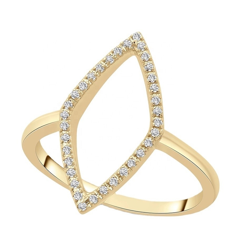 Fidanzamento Bianco CZ Rhombus Dichiarazione Anello Oro 925 Sterling Argento Gioielli per donne