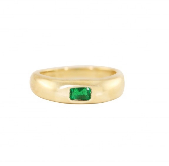 Tipo gioielleria Anelli Vintage 18K Dorati Smeraldo Baguette Dome Anelli di pietra preziosa per donne