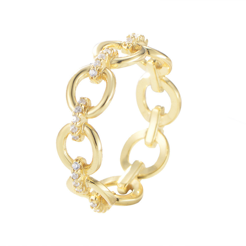 Delicata forma di catena CZ diamanti anelli eternità 925 sterling argento per gioielli da uomo