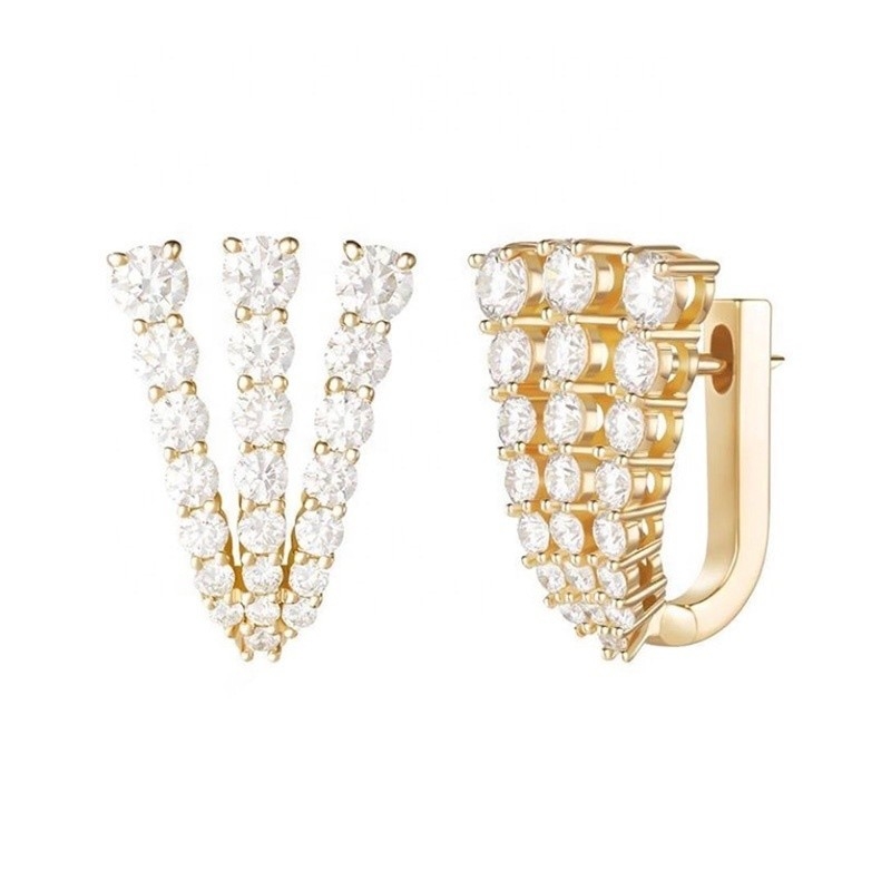 18K oro placcato 925 Sterling Silver Pave CZ Donna Huggie orecchini stile CLASSICO