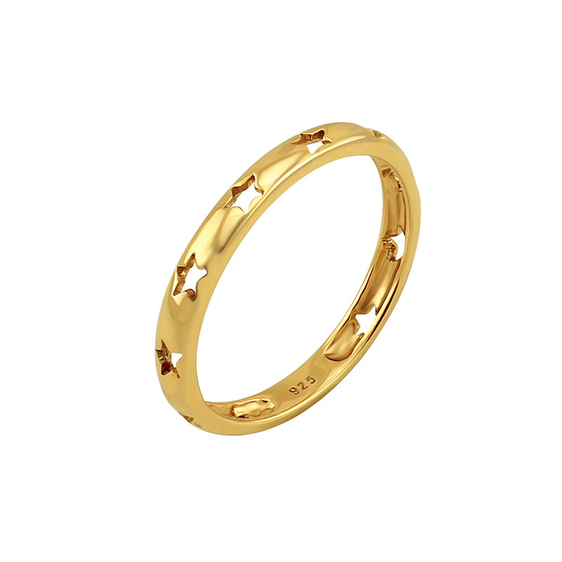 Stile trendy Star Hollow Eternity Band Anelli in argento 925 Gioielli in oro 18K