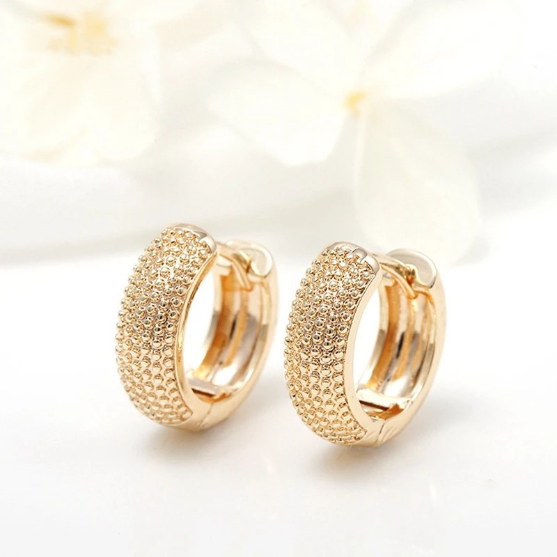 Eco-Friendly 18K Gold Plated Multi Small Dot Beads Hoop Earrings For Women Girls 2021