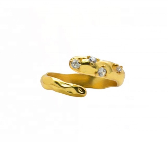 Dimensione 4-10 CZ Anello di pietra 18K Oro Serpente aperto 925 Sterling Silver Anelli per animali