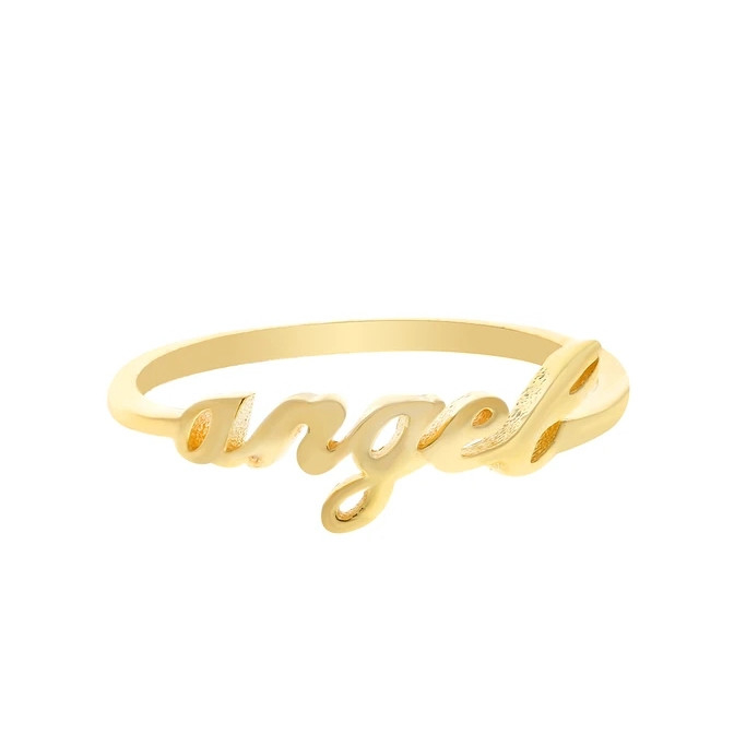 Anello d'angelo in oro massello per donne Glitter 925 Sterling Silver Modern