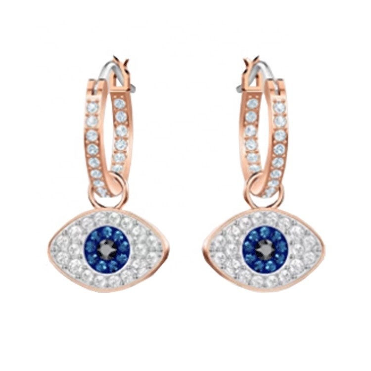 Orecchini Eleganti Blu Bianco Cz 925 Sterling Argento Dangle Orecchini per Donne