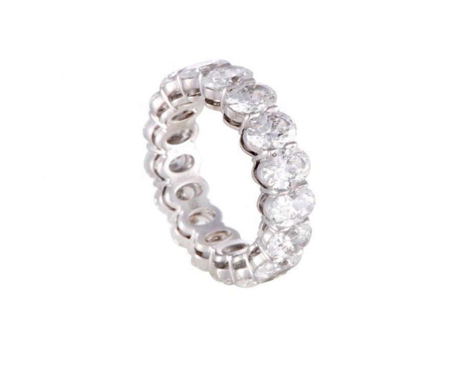 Chiaro CZ Ovale Eternity Band Anello Gioielli Tipo Anello d'Eternità in argento femminile