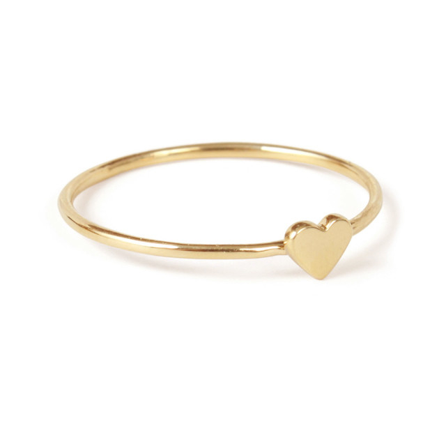 Anello di cuore di design semplice e delicato Verità 925 Sterling Silver 18K Oro Placcato