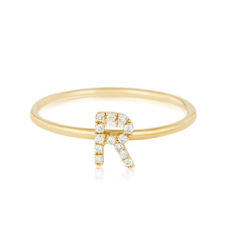 Gioielli d'argento personalizzati 18K oro rivestito Impilazione iniziale CZ anelli sottili per donne
