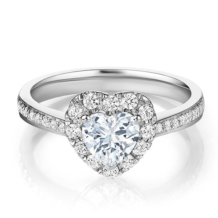 In ottone Creativo in forma di cuore Chiaro CZ 925 Sterling Silver Eternity Band Anelli Per Donne Gioielli