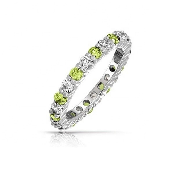 925 Silver Eternity Band Anello con incollatura in oro rosa e pietra di nascita CZ Stones Opzione