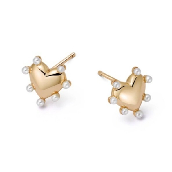Forma di cuore perle orecchini di punta fatti a mano in 925 sterling argento 14K oro per ragazze moda gioielli pregiati
