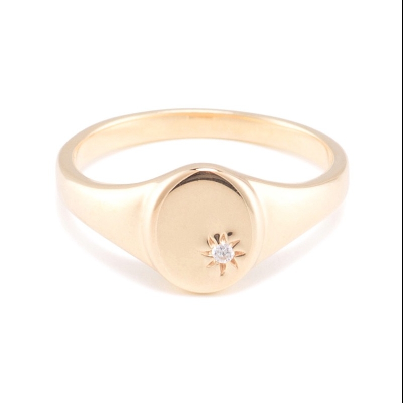 18K oro Vermeil girasole anello sigillo con minoranza di disegno in 925 sterling argento